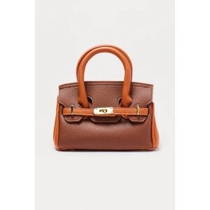 NWT Elegant Brown Leather Mini Handbag
